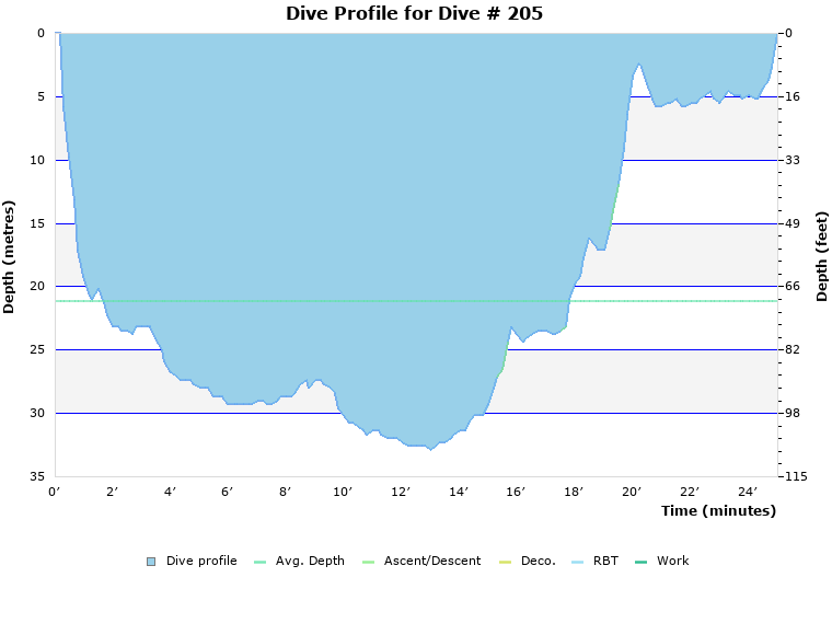 Dive Profile for Dive # 205