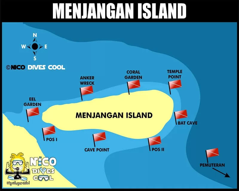 Map of Menjangan Island, Bali Map of Menjangan Island, Bali