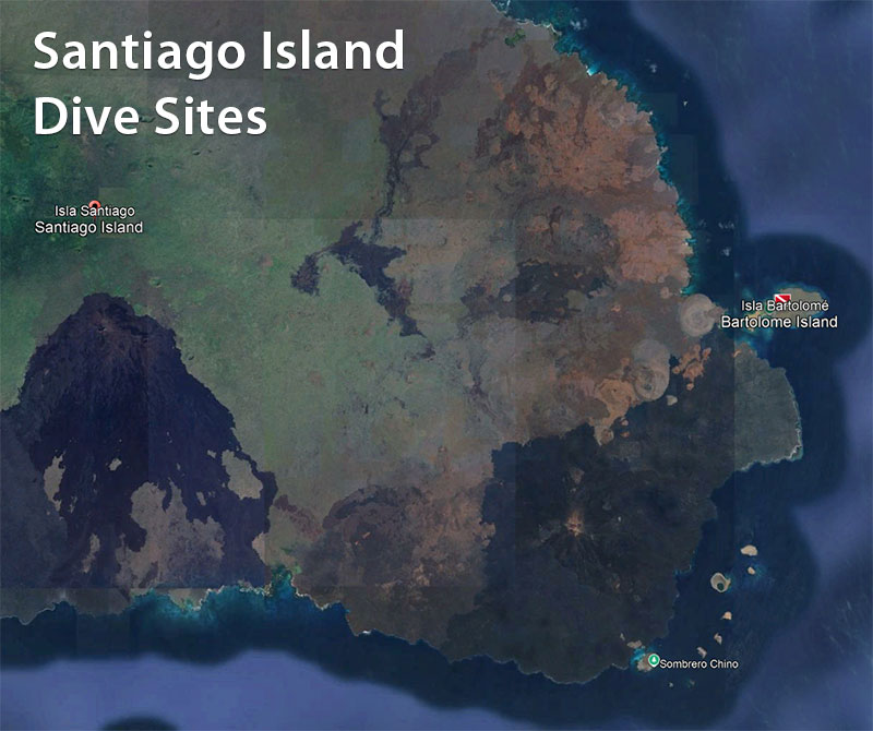 Map of Santiago Island, Galapagos