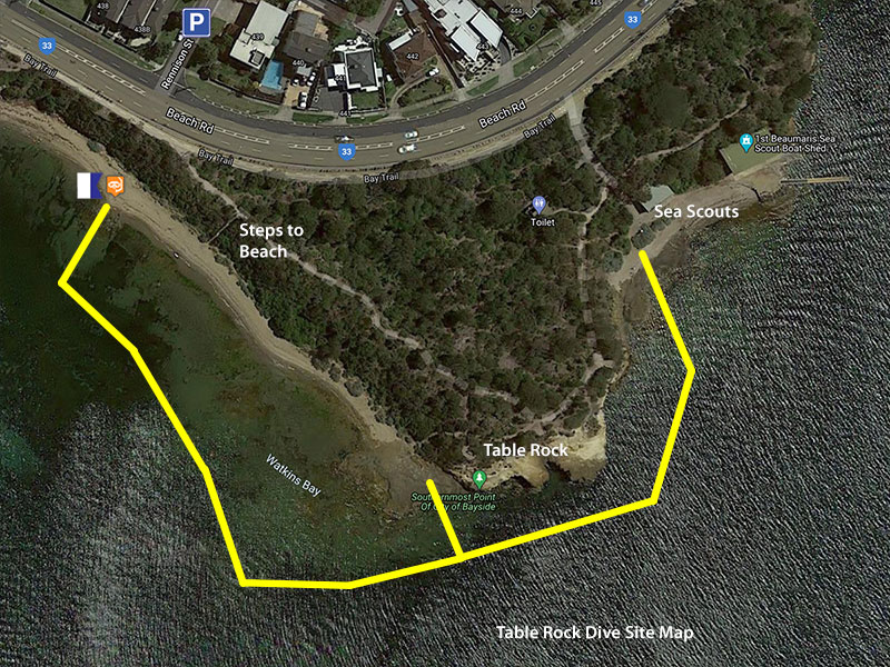 Map for Table Rock Reef