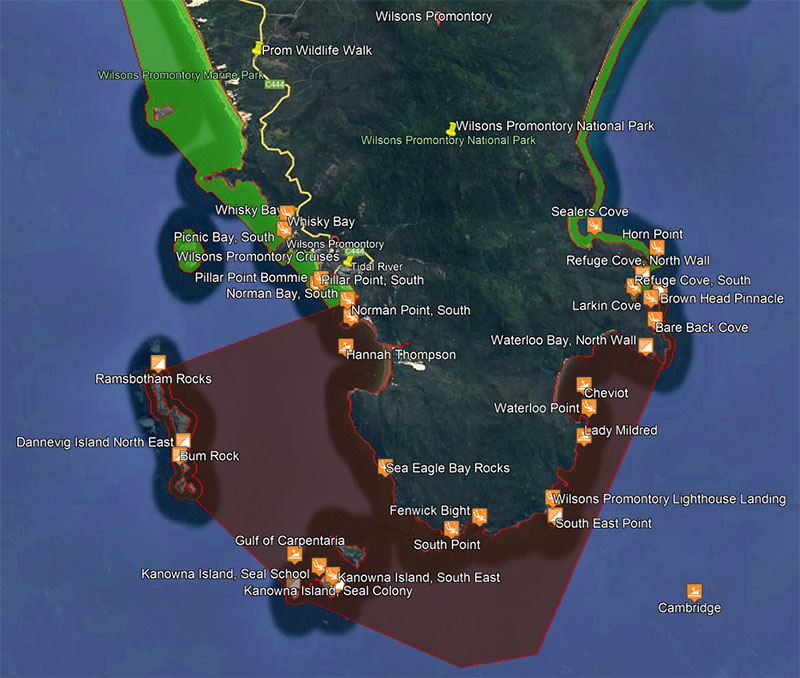 Map of Wilsons Promontory, VIC