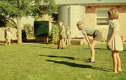 Cricket in the backyard at Mum's!