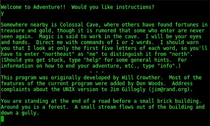 Colossal Cave Adventure screen Colossal Cave Adventure screen