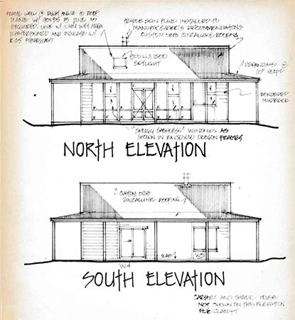 Raydon Mudbrick House North and South Elevation