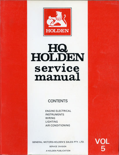 HQ Holden Service Manual - Volume 5