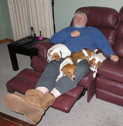 Lloyd, Yves, Tiny & Taj on the couch – July 2012